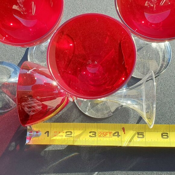 Veranda Ruby Red Cocktail Glasses 5" set /5 cordials Artland fluted stem liquor - Picture 11 of 12